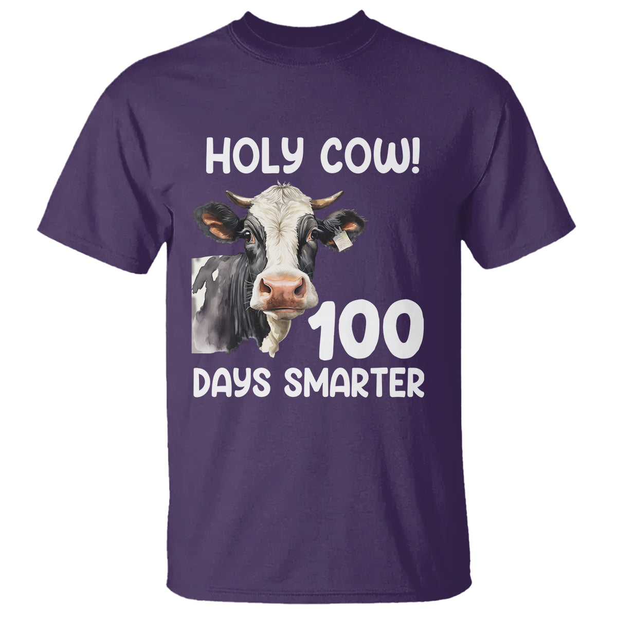 Holy Cow 100 Days of School T Shirt 100 Days Smarter Funny Moo Dairy Cattle - Wonder Print Shop