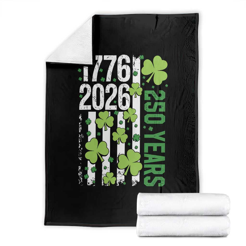 Irish American 250 Years 1776 2026 Patriotic Shamrock Throw Blanket St Patricks Day Ameria 250th Anniversary