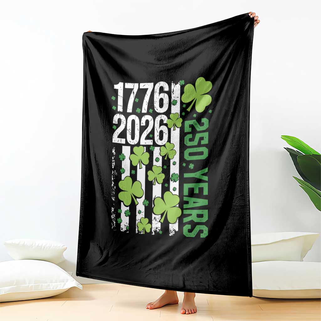 Irish American 250 Years 1776 2026 Patriotic Shamrock Throw Blanket St Patricks Day Ameria 250th Anniversary