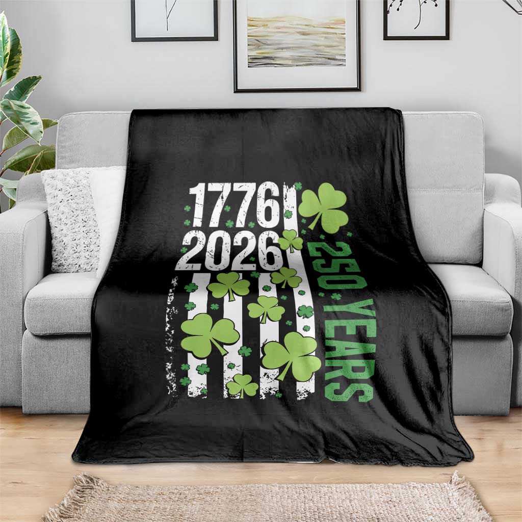 Irish American 250 Years 1776 2026 Patriotic Shamrock Throw Blanket St Patricks Day Ameria 250th Anniversary