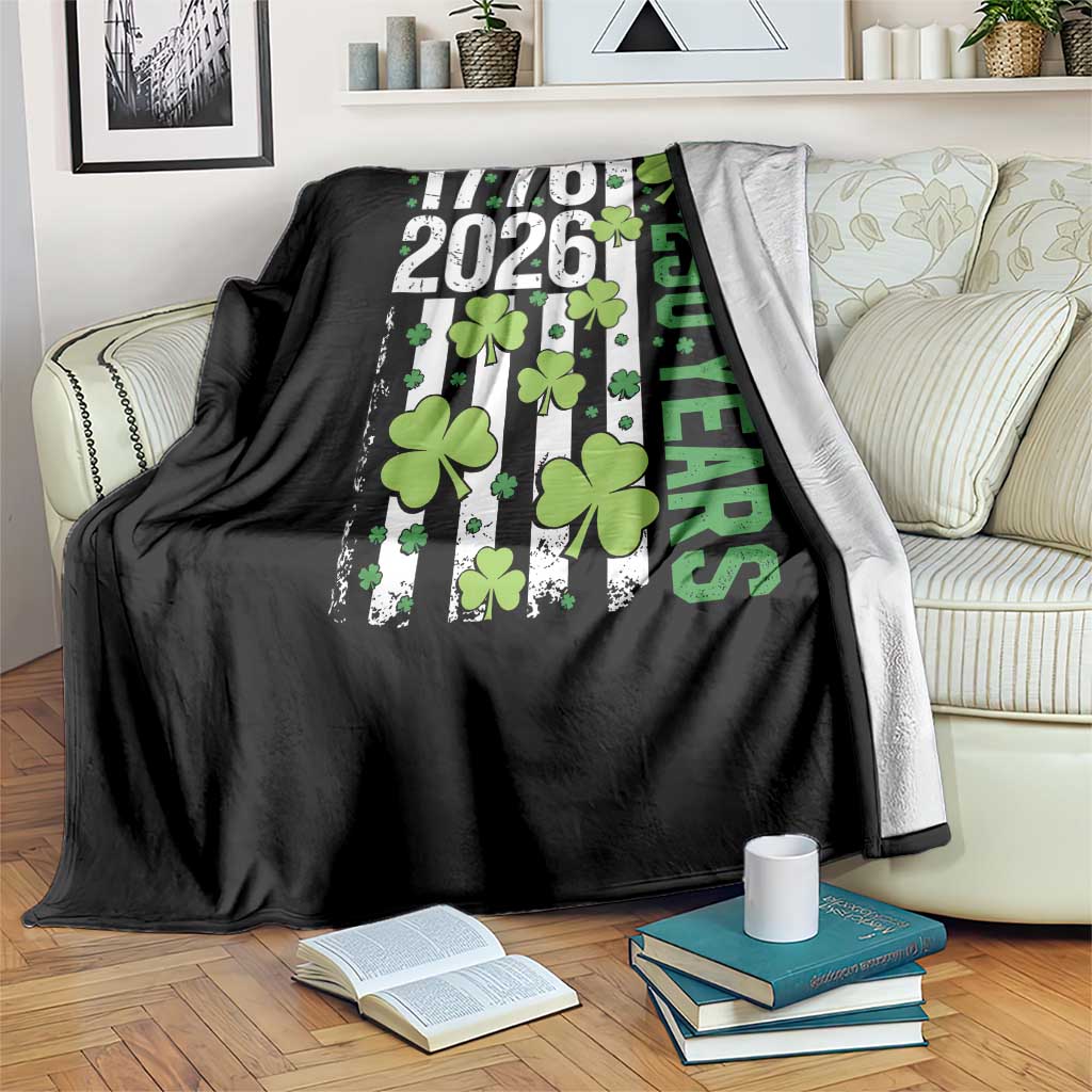 Irish American 250 Years 1776 2026 Patriotic Shamrock Throw Blanket St Patricks Day Ameria 250th Anniversary
