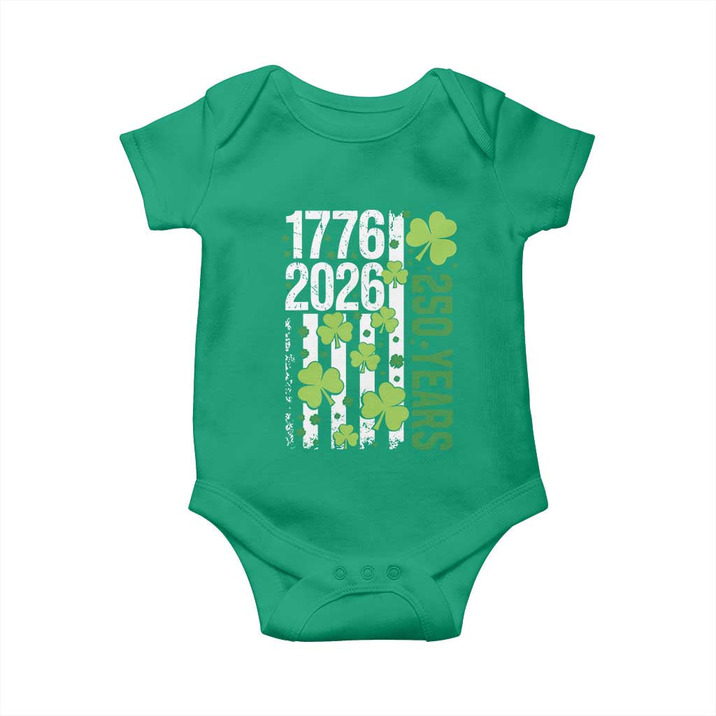Irish American 250 Years 1776 2026 Patriotic Shamrock Baby Onesie St Patricks Day Ameria 250th Anniversary