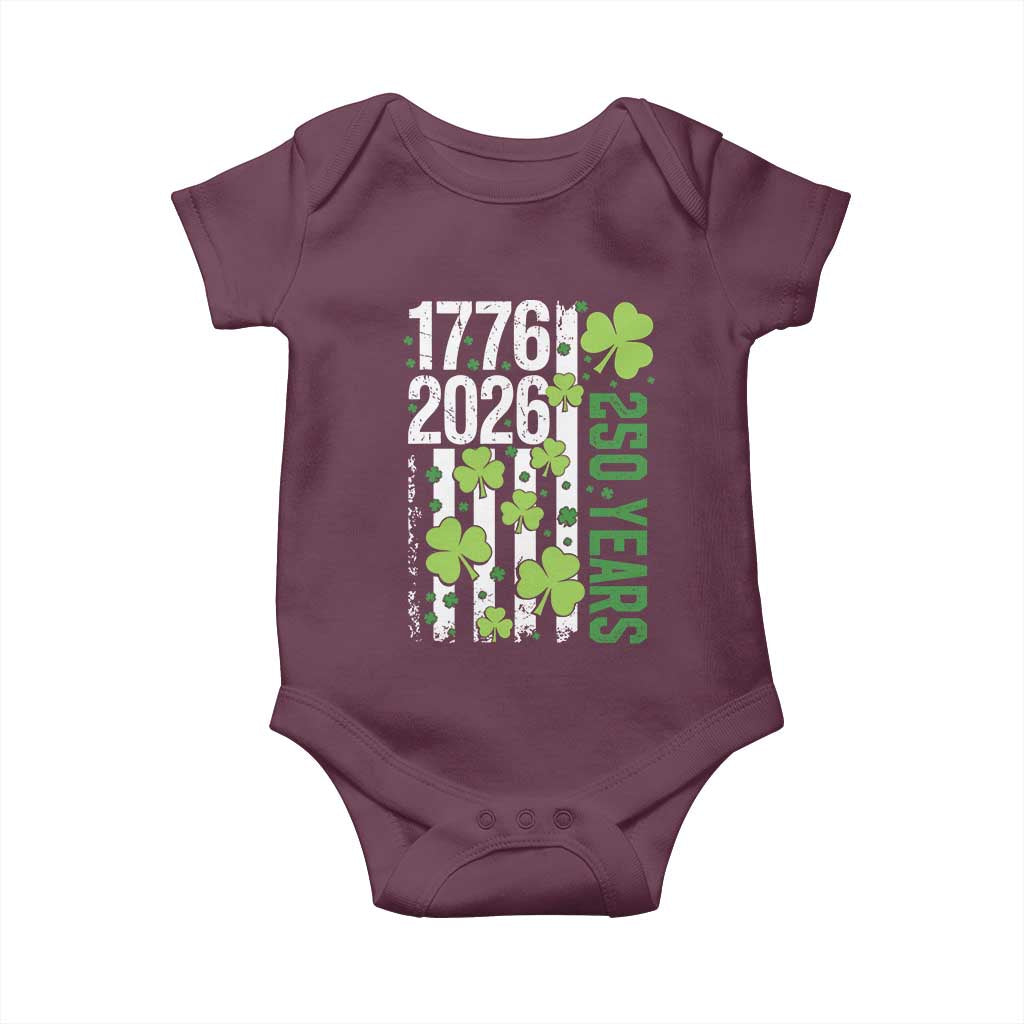 Irish American 250 Years 1776 2026 Patriotic Shamrock Baby Onesie St Patricks Day Ameria 250th Anniversary