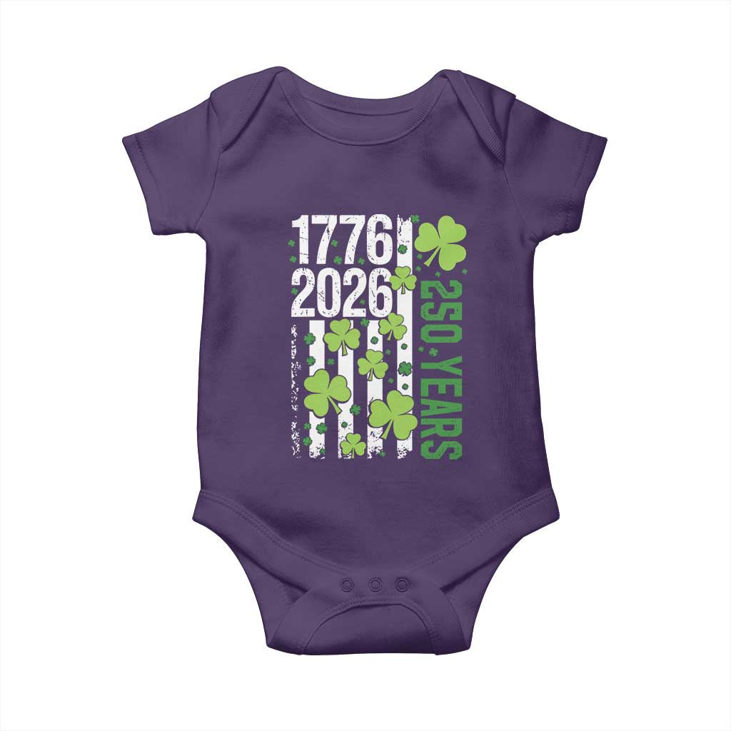 Irish American 250 Years 1776 2026 Patriotic Shamrock Baby Onesie St Patricks Day Ameria 250th Anniversary
