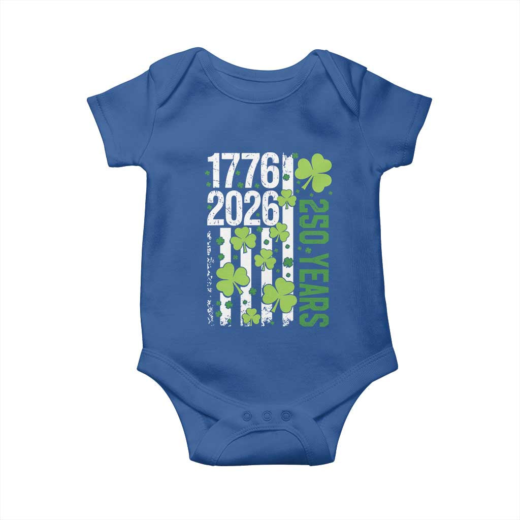 Irish American 250 Years 1776 2026 Patriotic Shamrock Baby Onesie St Patricks Day Ameria 250th Anniversary