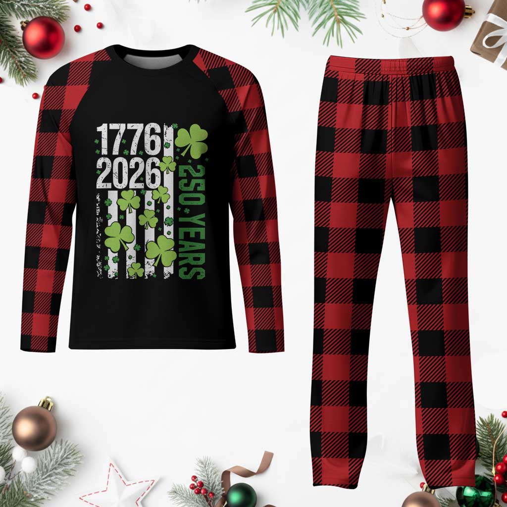 Irish American 250 Years 1776 2026 Patriotic Shamrock Plaid Pajama Set St Patricks Day Ameria 250th Anniversary