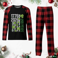 Irish American 250 Years 1776 2026 Patriotic Shamrock Plaid Pajama Set St Patricks Day Ameria 250th Anniversary