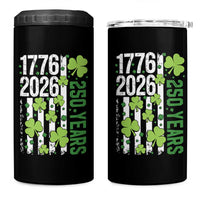 Irish American 250 Years 1776 2026 Patriotic Shamrock 4 in 1 Can Cooler Tumbler St Patricks Day Ameria 250th Anniversary