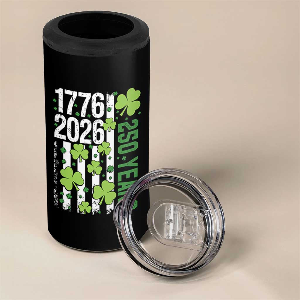 Irish American 250 Years 1776 2026 Patriotic Shamrock 4 in 1 Can Cooler Tumbler St Patricks Day Ameria 250th Anniversary