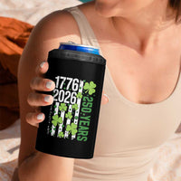 Irish American 250 Years 1776 2026 Patriotic Shamrock 4 in 1 Can Cooler Tumbler St Patricks Day Ameria 250th Anniversary