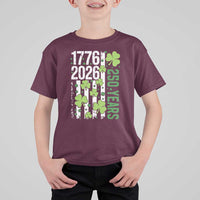 Irish American 250 Years 1776 2026 Patriotic Shamrock T Shirt For Kid St Patricks Day Ameria 250th Anniversary