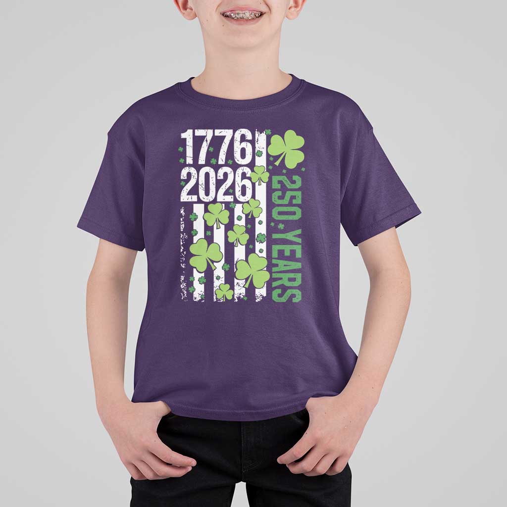 Irish American 250 Years 1776 2026 Patriotic Shamrock T Shirt For Kid St Patricks Day Ameria 250th Anniversary
