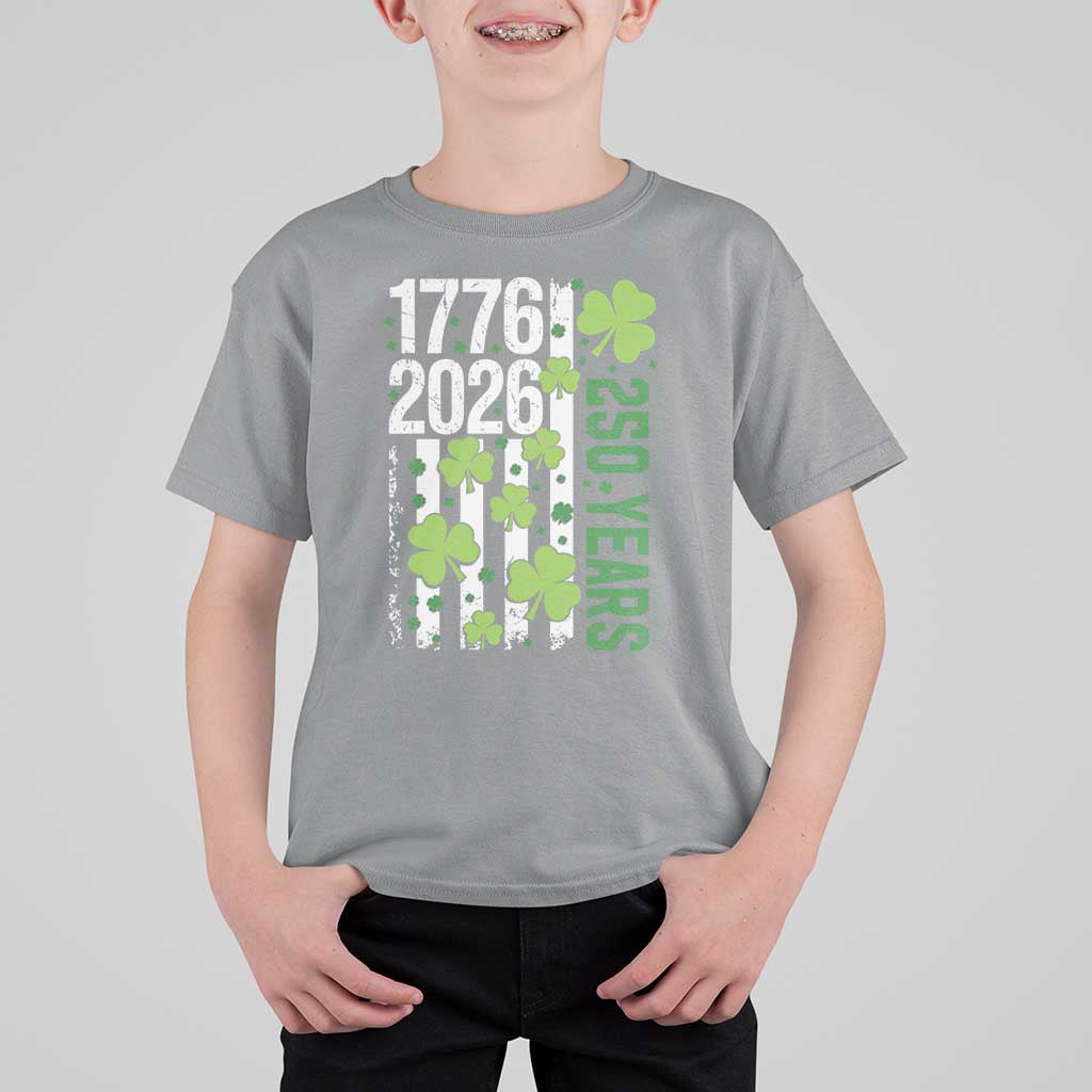 Irish American 250 Years 1776 2026 Patriotic Shamrock T Shirt For Kid St Patricks Day Ameria 250th Anniversary