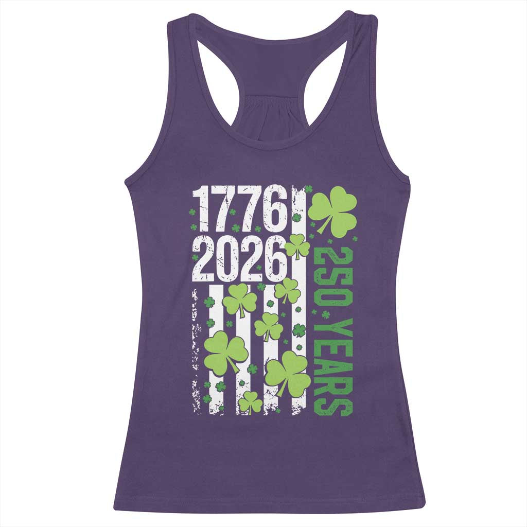 Irish American 250 Years 1776 2026 Patriotic Shamrock Racerback Tank Top St Patricks Day Ameria 250th Anniversary