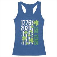 Irish American 250 Years 1776 2026 Patriotic Shamrock Racerback Tank Top St Patricks Day Ameria 250th Anniversary