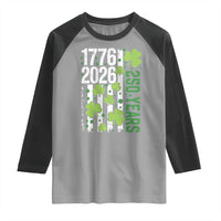 Irish American 250 Years 1776 2026 Patriotic Shamrock Raglan Shirt St Patricks Day Ameria 250th Anniversary