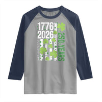 Irish American 250 Years 1776 2026 Patriotic Shamrock Raglan Shirt St Patricks Day Ameria 250th Anniversary