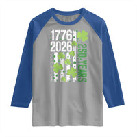 Irish American 250 Years 1776 2026 Patriotic Shamrock Raglan Shirt St Patricks Day Ameria 250th Anniversary
