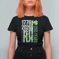 Irish American 250 Years 1776 2026 Patriotic Shamrock T Shirt For Women St Patricks Day Ameria 250th Anniversary