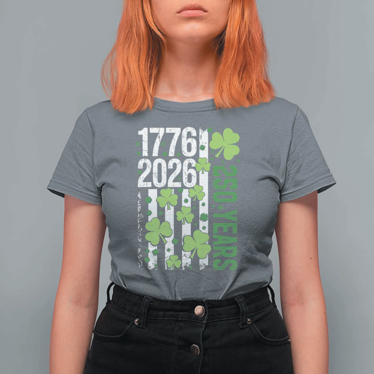 Irish American 250 Years 1776 2026 Patriotic Shamrock T Shirt For Women St Patricks Day Ameria 250th Anniversary