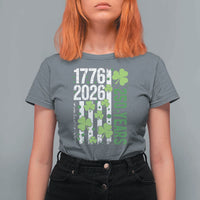 Irish American 250 Years 1776 2026 Patriotic Shamrock T Shirt For Women St Patricks Day Ameria 250th Anniversary