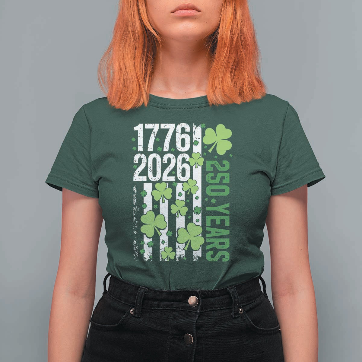 Irish American 250 Years 1776 2026 Patriotic Shamrock T Shirt For Women St Patricks Day Ameria 250th Anniversary