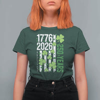 Irish American 250 Years 1776 2026 Patriotic Shamrock T Shirt For Women St Patricks Day Ameria 250th Anniversary