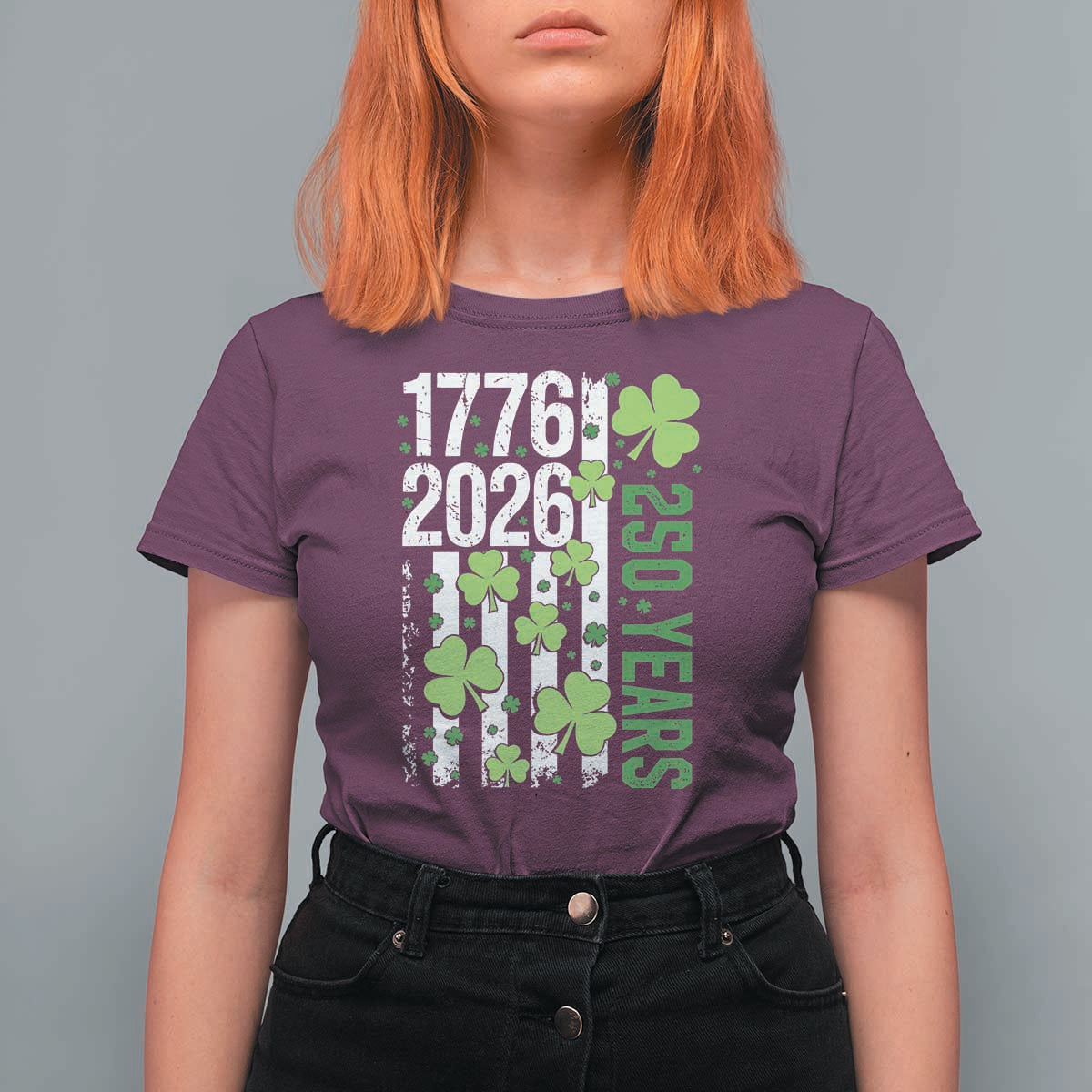 Irish American 250 Years 1776 2026 Patriotic Shamrock T Shirt For Women St Patricks Day Ameria 250th Anniversary