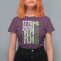 Irish American 250 Years 1776 2026 Patriotic Shamrock T Shirt For Women St Patricks Day Ameria 250th Anniversary