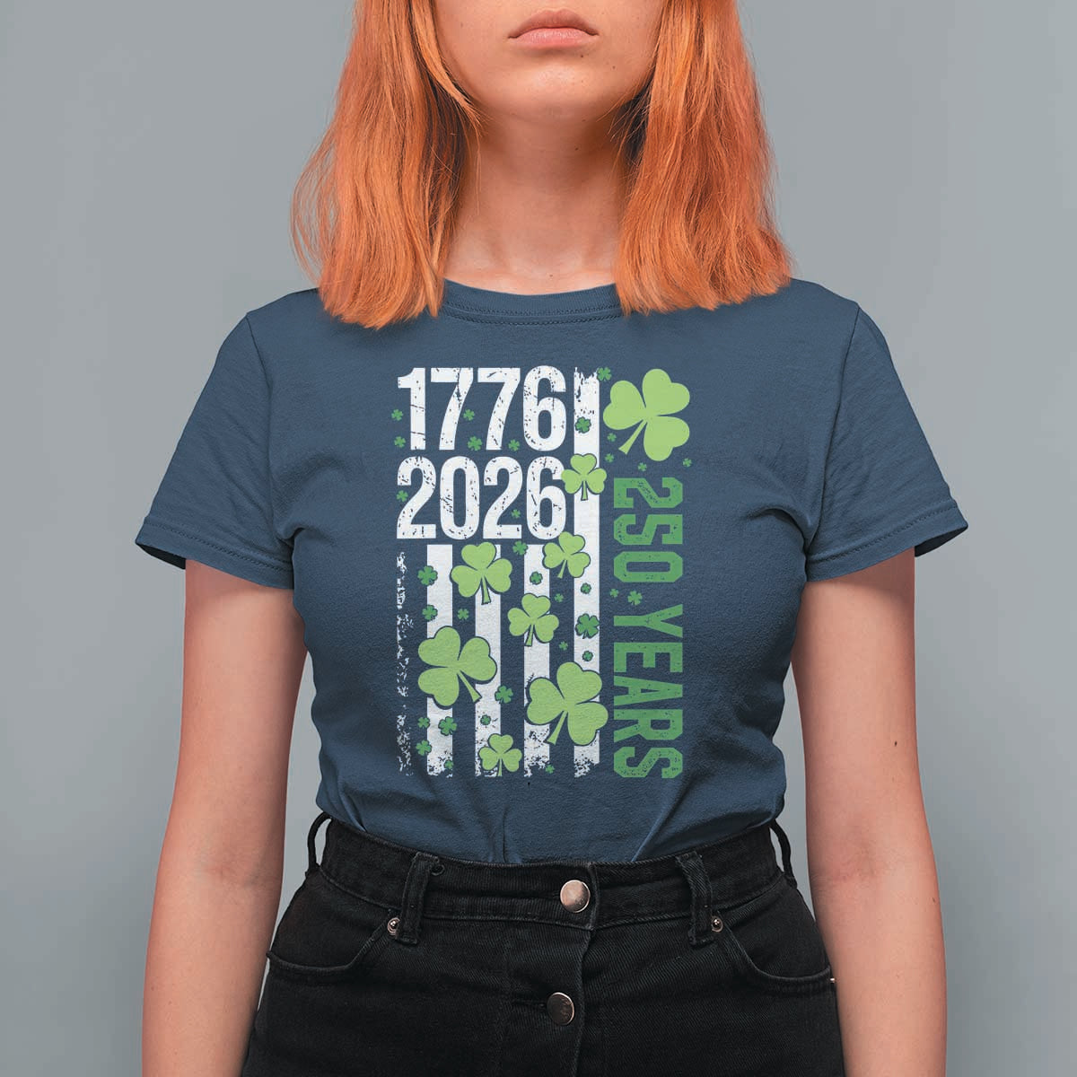 Irish American 250 Years 1776 2026 Patriotic Shamrock T Shirt For Women St Patricks Day Ameria 250th Anniversary