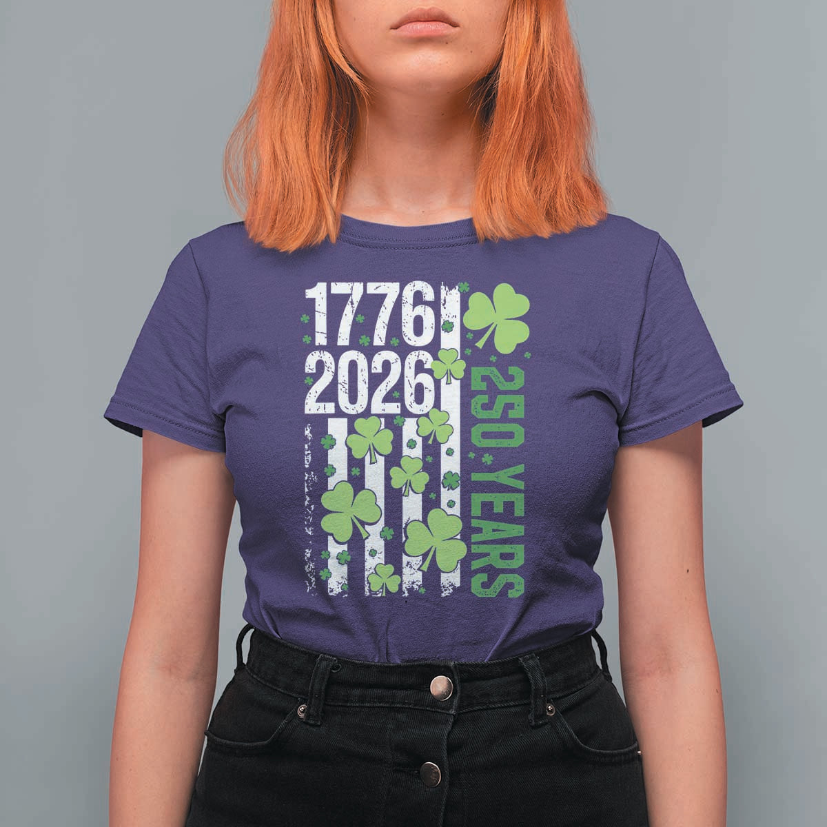 Irish American 250 Years 1776 2026 Patriotic Shamrock T Shirt For Women St Patricks Day Ameria 250th Anniversary