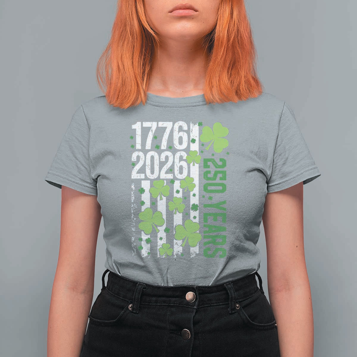 Irish American 250 Years 1776 2026 Patriotic Shamrock T Shirt For Women St Patricks Day Ameria 250th Anniversary