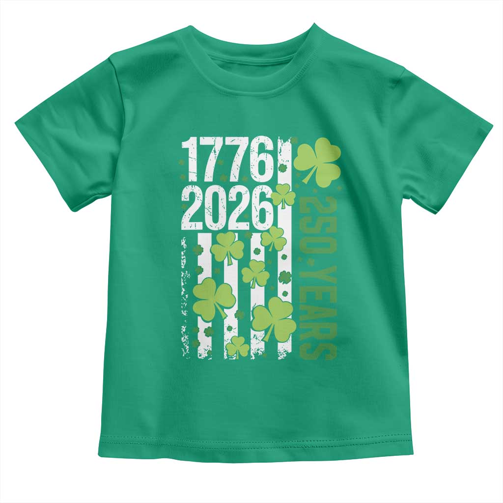 Irish American 250 Years 1776 2026 Patriotic Shamrock Toddler T Shirt St Patricks Day Ameria 250th Anniversary