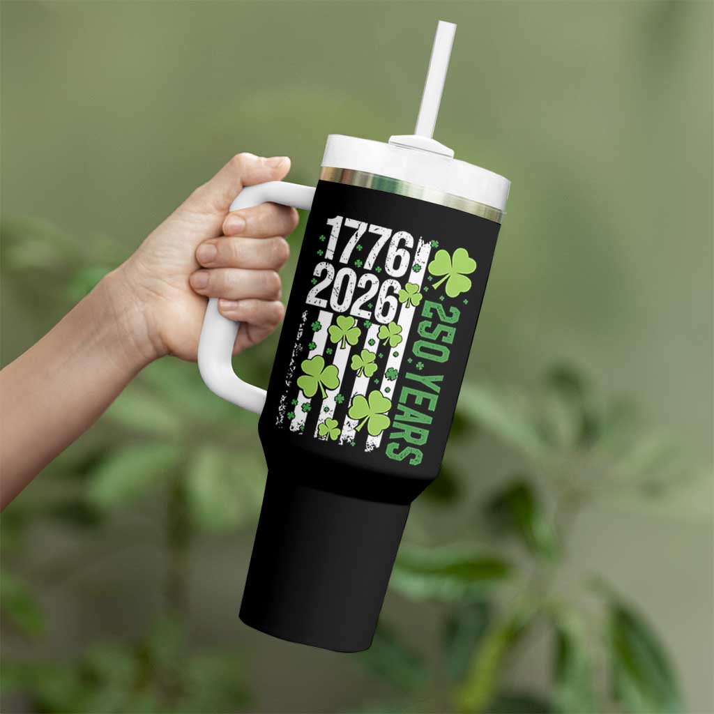 Irish American 250 Years 1776 2026 Patriotic Shamrock Tumbler With Handle St Patricks Day Ameria 250th Anniversary