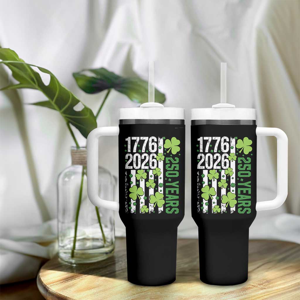 Irish American 250 Years 1776 2026 Patriotic Shamrock Tumbler With Handle St Patricks Day Ameria 250th Anniversary