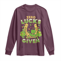 Funny St Patricks Day Long Sleeve Shirt Zero Lucks Given Irish Shamrock