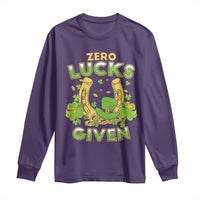 Funny St Patricks Day Long Sleeve Shirt Zero Lucks Given Irish Shamrock