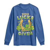 Funny St Patricks Day Long Sleeve Shirt Zero Lucks Given Irish Shamrock