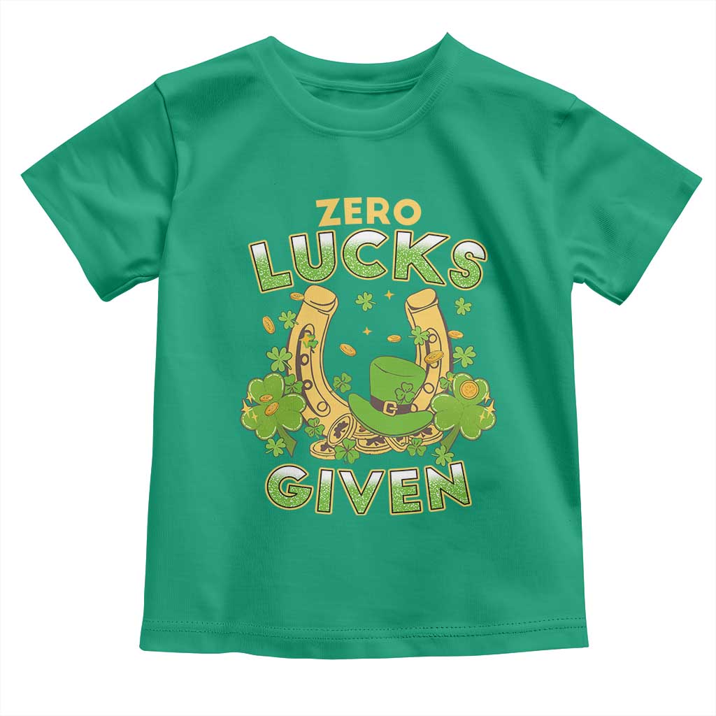 Funny St Patricks Day Toddler T Shirt Zero Lucks Given Irish Shamrock