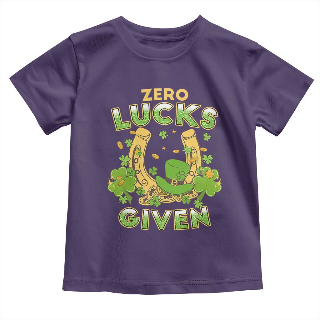 Funny St Patricks Day Toddler T Shirt Zero Lucks Given Irish Shamrock