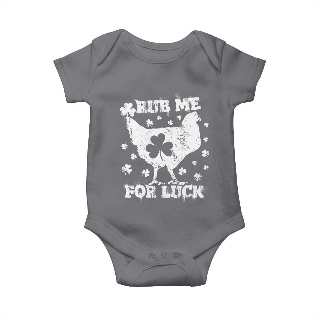 Funny St Patricks Day Baby Onesie Rub Me For Luck Shamrock Irish Cock Chicken
