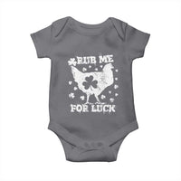 Funny St Patricks Day Baby Onesie Rub Me For Luck Shamrock Irish Cock Chicken