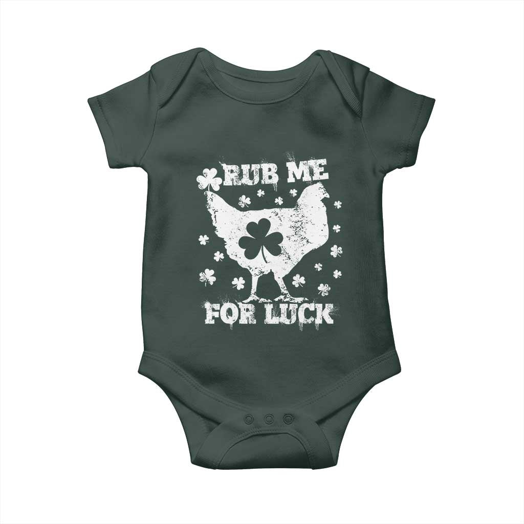 Funny St Patricks Day Baby Onesie Rub Me For Luck Shamrock Irish Cock Chicken