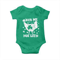 Funny St Patricks Day Baby Onesie Rub Me For Luck Shamrock Irish Cock Chicken