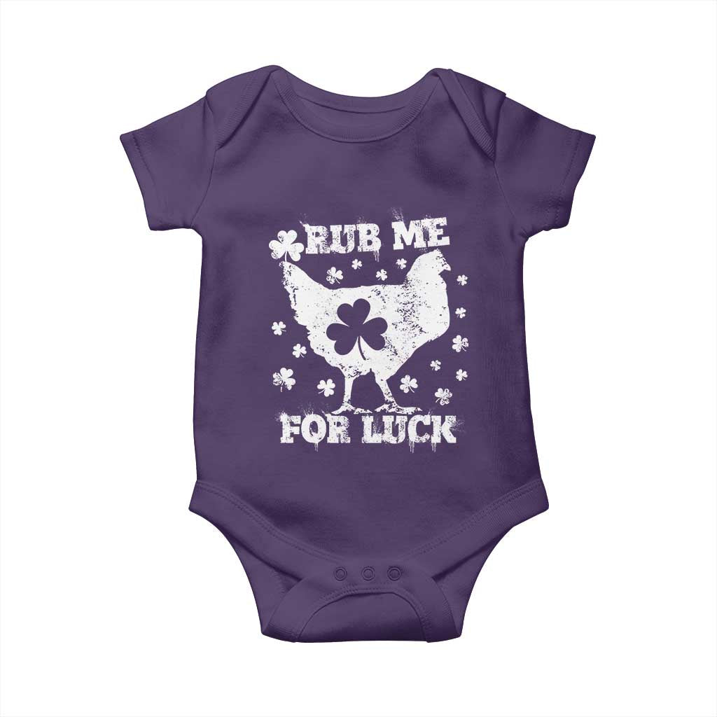 Funny St Patricks Day Baby Onesie Rub Me For Luck Shamrock Irish Cock Chicken