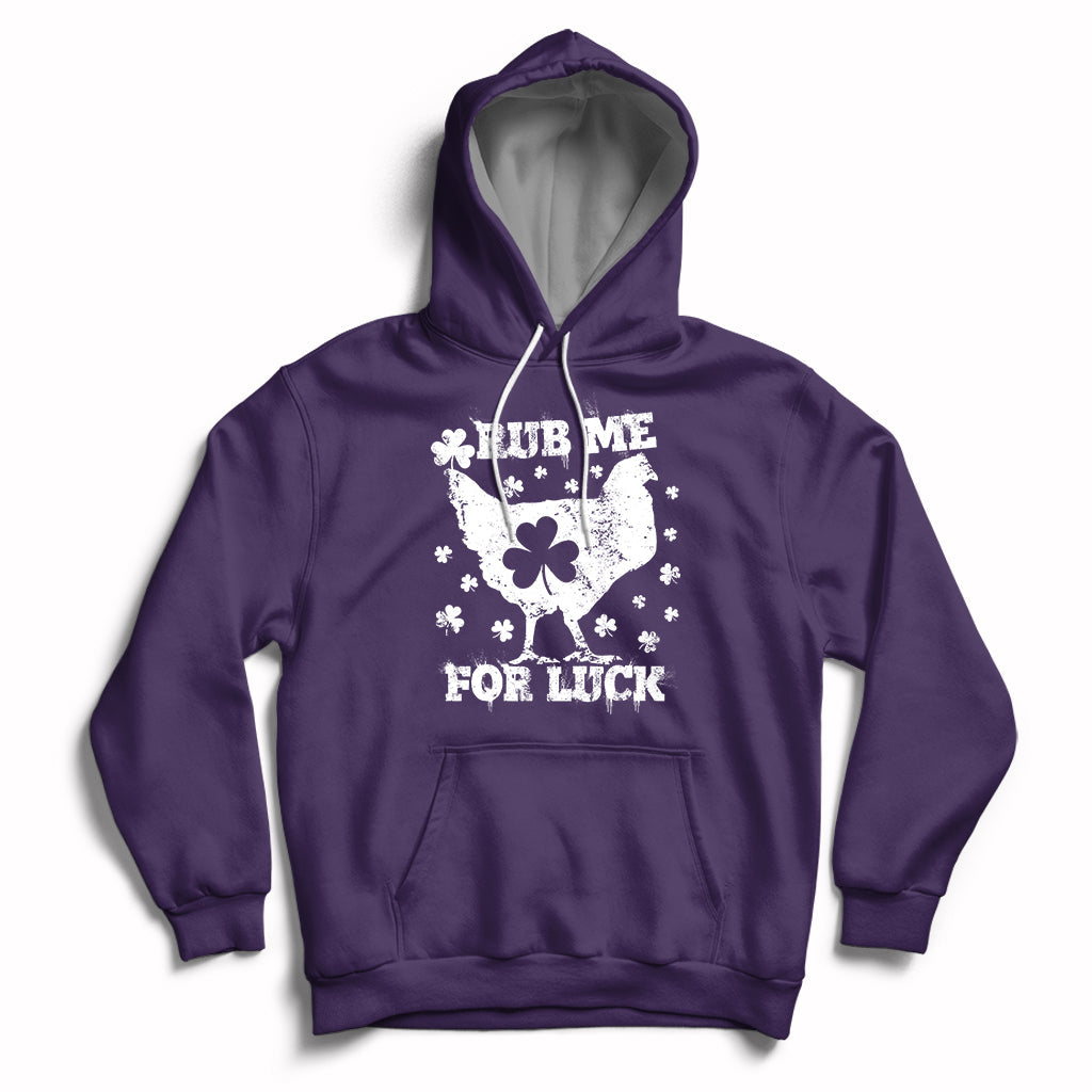 Rub Me For Luck Shamrock Irish Chicken St Patricks Day Hoodie - Wonder Print Shop