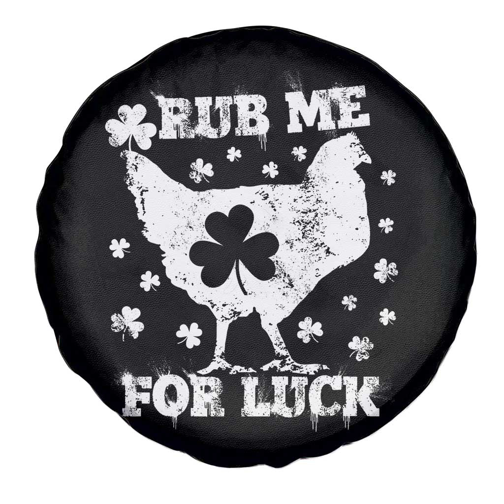 Funny St Patricks Day Spare Tire Cover Rub Me For Luck Shamrock Irish Cock Chicken