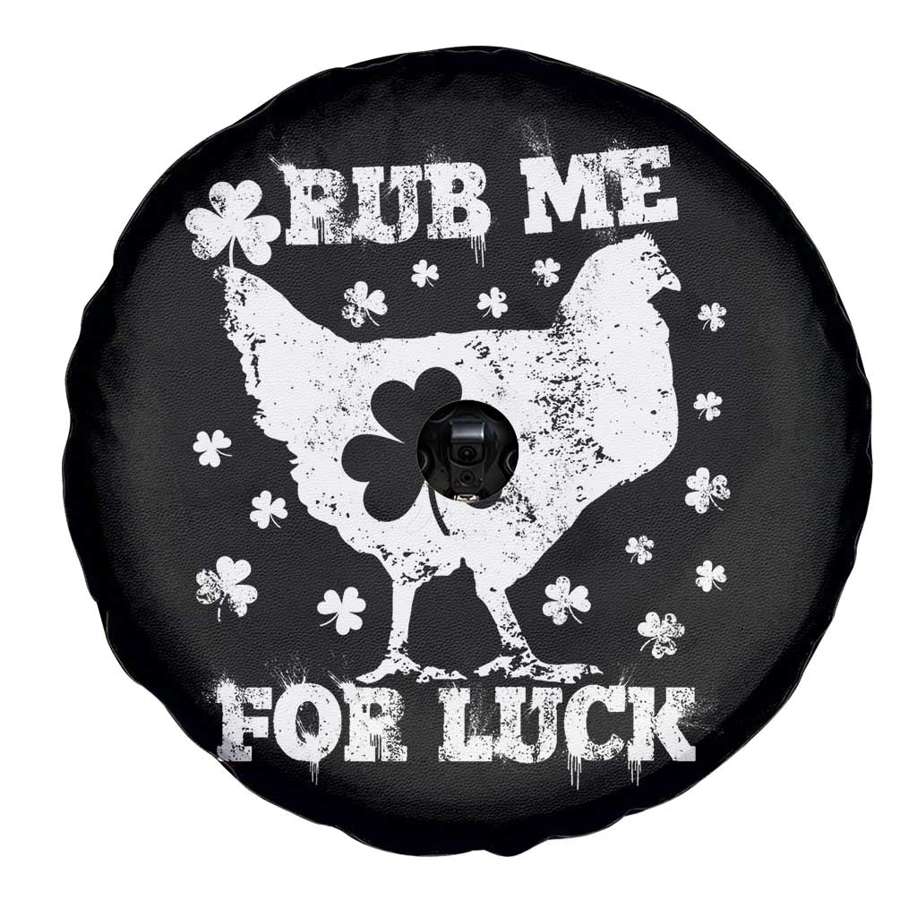 Funny St Patricks Day Spare Tire Cover Rub Me For Luck Shamrock Irish Cock Chicken
