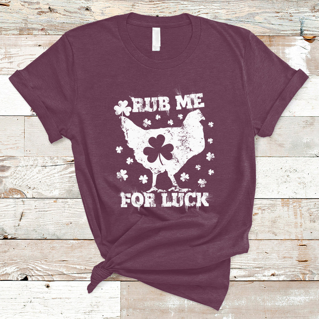 Rub Me For Luck Shamrock Irish Chicken St Patricks Day T-Shirt - Wonder Print Shop