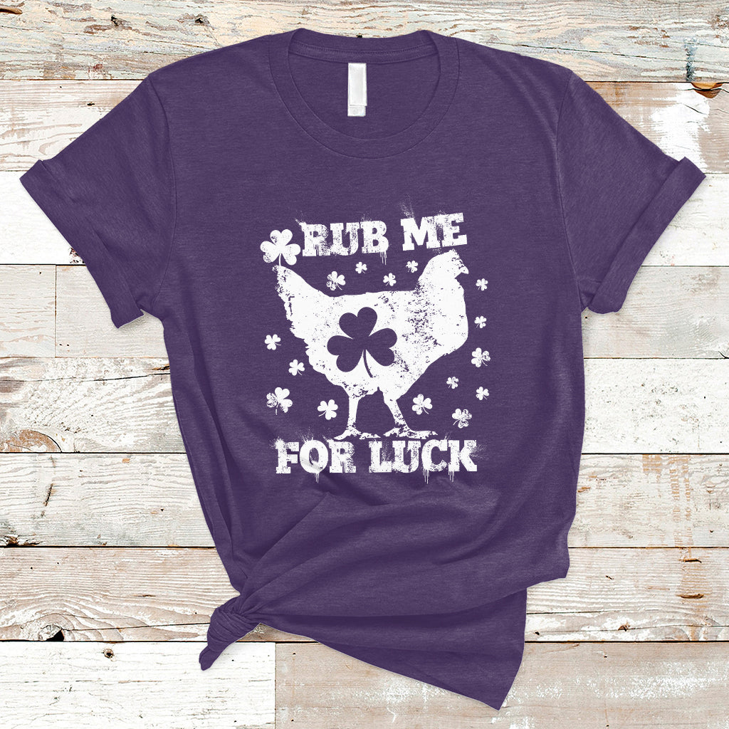 Rub Me For Luck Shamrock Irish Chicken St Patricks Day T-Shirt - Wonder Print Shop